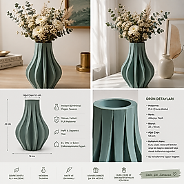 Aurora Dalga Dekoratif Vazo – Modern Minimalist Tasarım (Adaçayı Yeşili)