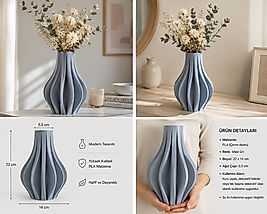 Nordic Dalga Dekoratif Vazo – Modern Minimalist Tasarım (Gri)
