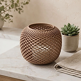 Sirius Labyrinth PLA Matte Dekoratif LED Mumluk – 7.5 cm Kahverengi + 1adet Led Mum Hediye