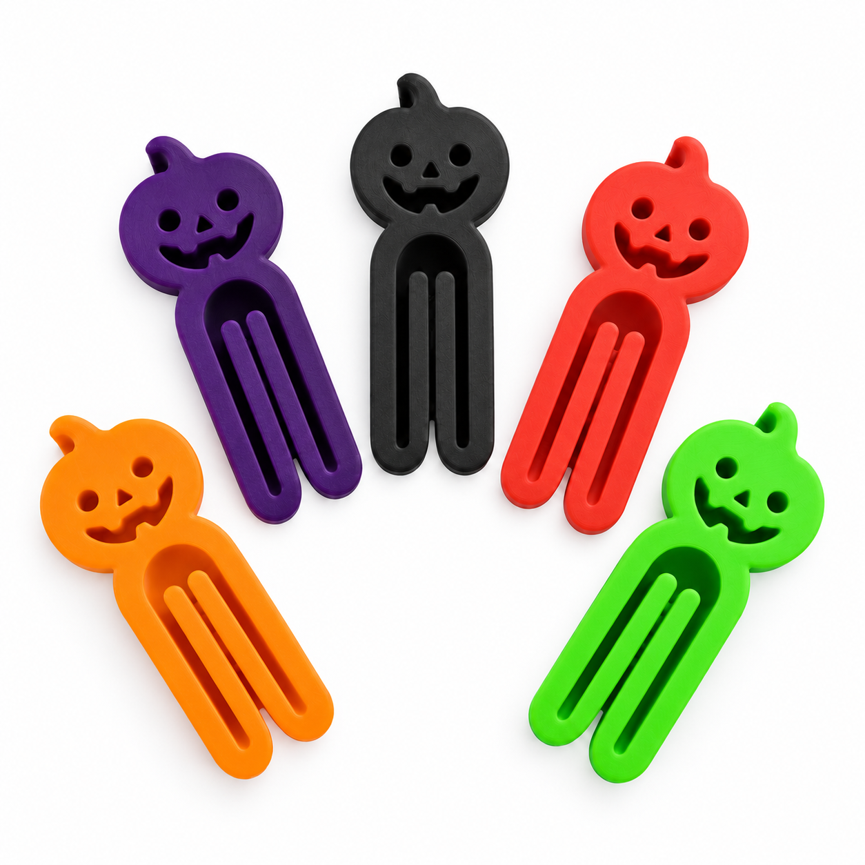 Halloween Balkabağı Figürlü Poşet Klipsi Seti – 5’li Renkli